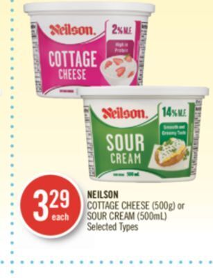 Shoppers Drug Mart Neilson cottage cheese (500g) or sour cream (500ml) offer