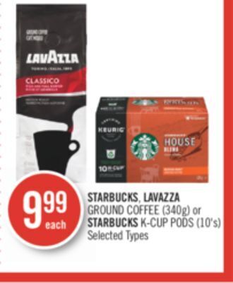 Shoppers Drug Mart Starbucks, lavazza ground coffee (340g) or starbucks k-cup pods (10's) offer