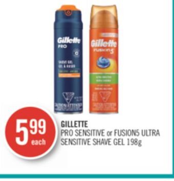 Shoppers Drug Mart Gillette pro sensitive or fusion5 ultra sensitive shave gel offer