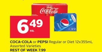 Rexall Coca-cola or pepsi regular or diet 12x355ml offer