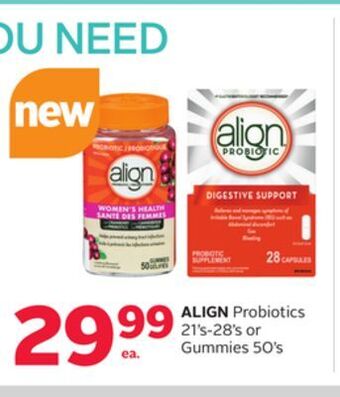 Rexall Align probiotics 21' s-28' s or gummies 50' s offer