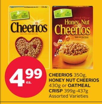 Rexall Cheerios 350g, honey nut cheerios 430g or oatmeal crisp 399g-437g offer