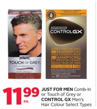 Rexall Just for men comb-in or touch of grey or control gx men's hair colour offer