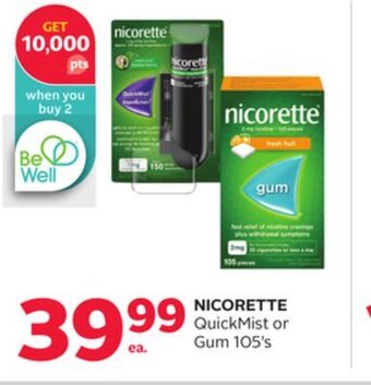 Rexall Nicorette quickmist or gum 105' s offer