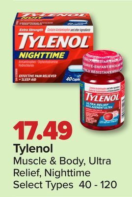PharmaChoice Tylenol muscle & body, ultra relief, nighttime offer