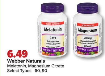 PharmaChoice Webber naturals melatonin, magnesium citrate offer