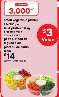 Independent City Market Petit plateau de légumes, 934/950 g ou plateau de fruits, 1.17 kg offer