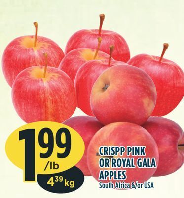 Marché Adonis Crispp pink or royal gala apples offer