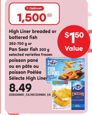 Independent City Market Poisson pané, 350-700 g ou en pâte ou poisson poêlée sélecte high liner, 300 g offer