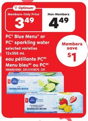 Independent City Market Eau pétillante pc menu bleu ou pc, 12x355 ml offer