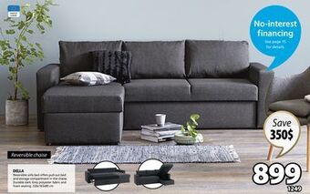 JYSK Della reversible sofa bed offers pull-out bed and storage compartment in the chaise offer