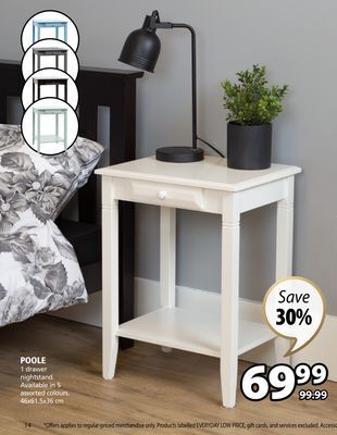 JYSK Poole 1 drawer nightstand offer