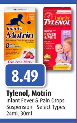 RxHealthMed Tylenol, motrin infant fever & pain drops, suspension select offer