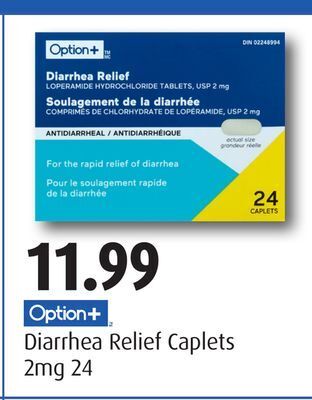 RxHealthMed Option+ diarrhea relief caplets offer