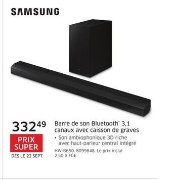 The Source Barre de son bluetooth 3,1 canaux avec caisson de graves samsung offer