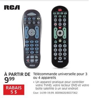 The Source Télécommande universelle pour 3 ou 4 appareils rca offer