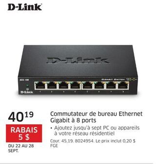 The Source Commutateur de bureau ethernet gigabit à 8 ports d-link offer
