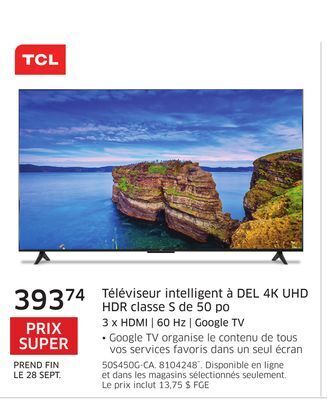 The Source Téléviseur intelligent à del 4k uhd tcl offer