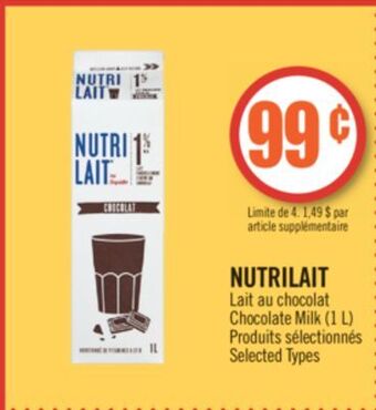 Pharmaprix Nutrilait chocolate milk offer