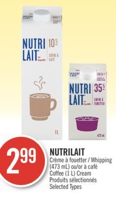 Pharmaprix Nutrilait whipping (473 ml) or coffee (1 l) cream offer