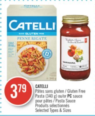 Pharmaprix Catelli gluten free pasta (340 g) or pc sauce pasta sauce offer