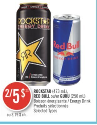 Pharmaprix Rockstar (473 ml), red bull or guru (250 ml) energy drink offer