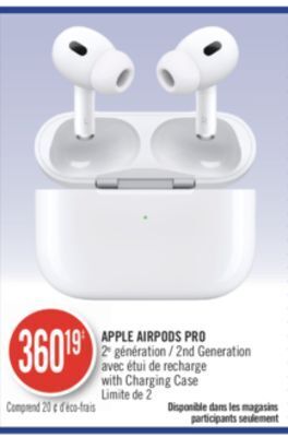 Pharmaprix Apple airpods pro 2nd generation with charging case offer