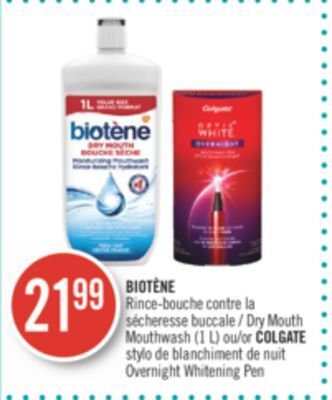 Pharmaprix Biotène dry mouth mouthwash (1 l) or colgate offer