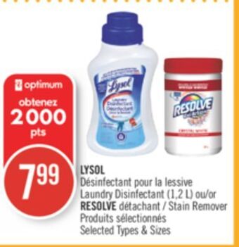 Pharmaprix Lysol laundry or resolve strain remover offer