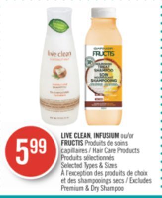 Pharmaprix Live clean or fructis hair care products offer