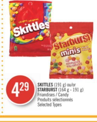 Pharmaprix Skittles (191 g) or starburst (164 g - 191 g) candy offer