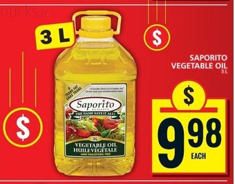 Food Basics SAPORITO VEGETABLE OIL 3L offer