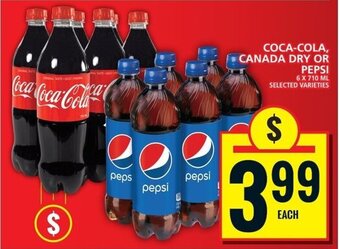 Food Basics COCA-COLA, CANADA DRY OR PEPSI 6 x 710ML offer