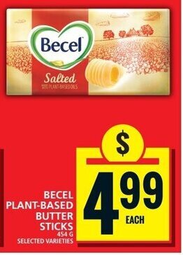 Food Basics BECEL PLANT-BASED BUTTER STICKS 454G offer