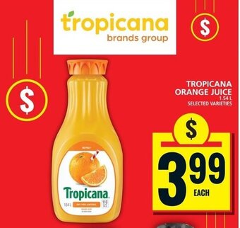 Food Basics TROPICANA ORANGE JUICE 1.54L offer
