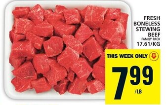 Food Basics FRESH BONELESS STEWING BEEF 17.61/KG offer
