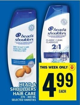 Food Basics HEAD & SHOULDERS HAIR CARE 370-400 ML offer
