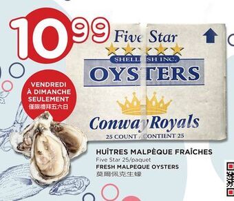 Kim Phat Five star fresh malpeque oysters offer