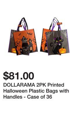 Dollarama Dollarama 2pk printed halloween plastic bags with handles - case of 36 offer