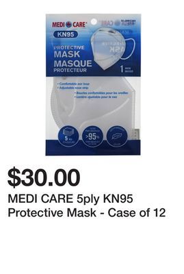 Dollarama Medi care 5ply kn95 protective mask - case of 12 offer