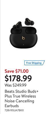 Walmart Beats studio buds+ plus true wireless noise cancelling earbuds offer