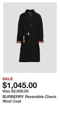 Holt Renfrew Burberry reversible check wool coat offer