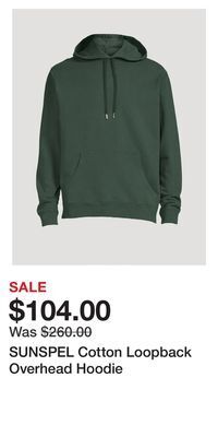 Holt Renfrew Sunspel cotton loopback overhead hoodie offer