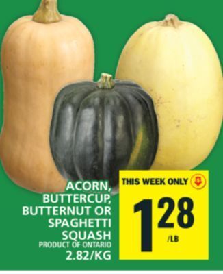 Food Basics Acorn, buttercup, butternut or spaghetti squash offer