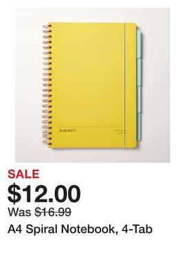 Chapters Indigo A4 spiral notebook, 4-tab offer