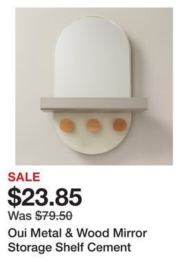 Chapters Indigo Oui metal & wood mirror storage shelf cement offer