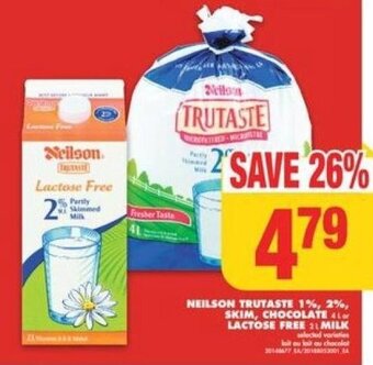 No Frills NEILSON TRUTASTE 1%, 2%, SKIM, CHOCOLATE AL LACTOSE FREE 2L MILK offer