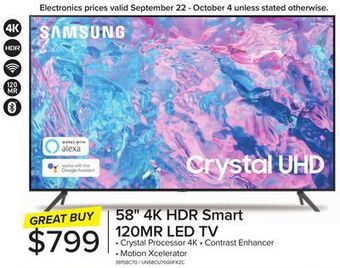 Leon's Samsung 58 cuhd 4k smart tv un58cu7000fxzc offer