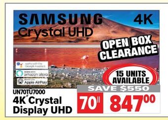 2001 Audio Video Samsung 4k crystal display uhd offer