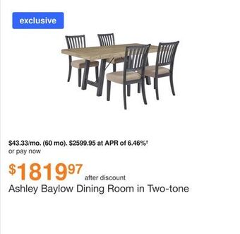 Ashley Furniture Ashley baylow dining room in two-tone offer